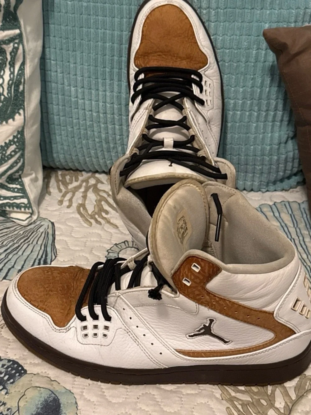 Jordan Men’s Mid-Top Sneakers in White, Brown and Black